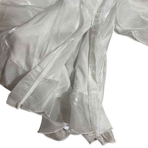 Ursime 3XL Organza Top New w/ Tags Pure White Shimmer Sheer Sleeves‎ Side Zip - Picture 6 of 8